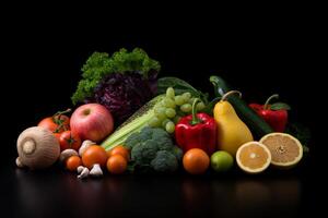 saudável comida, vegetais, frutas. foto realismo criada com ai Ferramentas