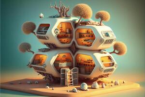 futurista casa dentro a meio do uma deserto. generativo ai. foto