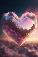 coração em forma nuvem dentro a forma do uma coração. generativo ai. foto