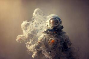 homem dentro uma espaço terno fumar uma cigarro. generativo ai. foto