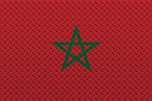3d bandeira do Marrocos em uma metal parede fundo. foto