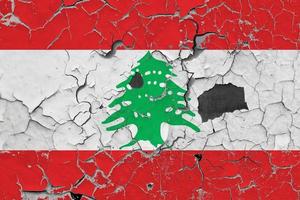 3d bandeira do Líbano em pedra parede foto