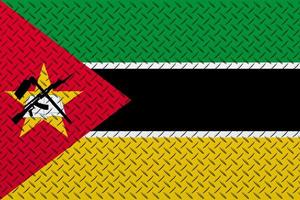 3d bandeira do Moçambique em uma metal parede fundo. foto