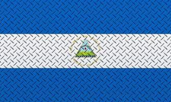 3d bandeira do Nicarágua em uma metal parede fundo. foto