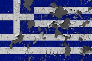 3d bandeira do Grécia em pedra parede foto