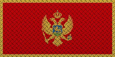 3d bandeira do Montenegro em uma metal parede fundo. foto