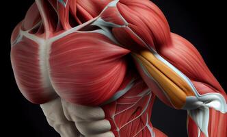 anatômico Visão às bíceps músculo, criada com generativo ai foto