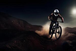 profissional ciclista Treinamento em marte. neural rede ai gerado foto