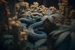 cobra víbora fumar franco erva daninha cannabis broto nug flor maconha serpente. neural rede ai gerado foto