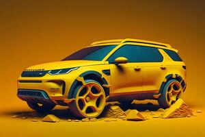 amarelo suv carro cruzamento Projeto dentro amarelo cor. neural rede ai gerado foto