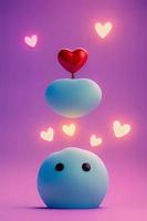 lâmpadas com brilhando corações, fundo para namorados amor com personagem desenho animado foto