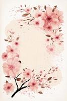 Primavera cartão brincar com cereja Flor em branco fundo e espaço para texto foto