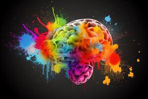criativo cérebro com colorida ações. ai gerado foto