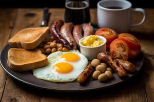 Inglês café da manhã Comida cardápio. ai gerado. foto