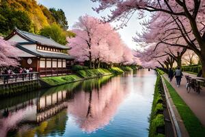 cereja Flor dentro Hiroshima, Japão ai gerado foto