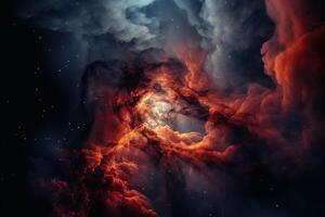 fogo queimando nuvem dentro espaço ilustração fundo com generativo ai foto