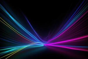 colorida néon luz onda quadro, Armação abstrato fundo ilustração foto