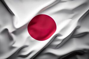 vermelho círculo e branco fundo, acenando a nacional bandeira do Japão, acenou uma altamente detalhado fechar-se. ai gerado foto