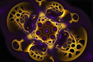ai gerado geométrico abstrato fractal dentro diferente gradiente cores. violeta, amarelo, prata, cerco, ouro, azul foto