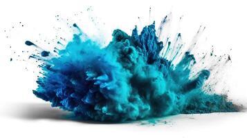azul ciano holi pintura cor pó festival explosão, ai gerado imagem foto