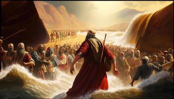 Moisés cruzando a vermelho mar, ai gerado imagem foto