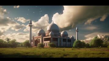 mesquita com nuvem islâmico fundo , ai gerado imagem foto
