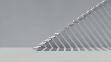 Imagem renderizada em 3D da escada de concreto com sombra na parede