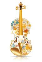 generativo ai, lindo musical instrumento violino, broche, opala pedra e dourado cor paleta isolado em branco fundo. bijuteria, joalheria fechar acima foto