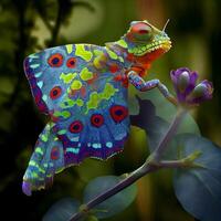 colorida lagarto sentado em topo do uma flor. generativo ai. foto