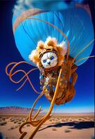 fechar acima do uma recheado animal dentro uma quente ar balão. generativo ai. foto