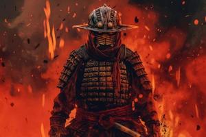 samurai fogo arte digital. gerar ai foto