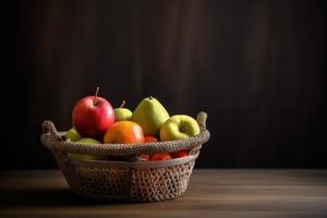 casa fruta cesta. gerar ai foto