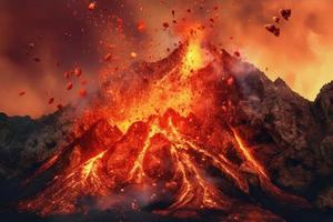 grande vulcânico erupção. gerar ai foto