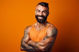 ai generativo retrato do uma bonito muscular homem foto