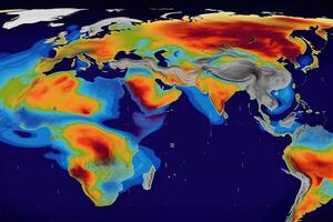 mundo mapa com clima previsão aplicativo. generativo ai foto