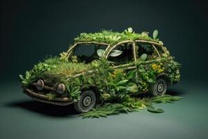 carro fez do natural verde plantas. eco amigáveis transporte. generativo ai foto