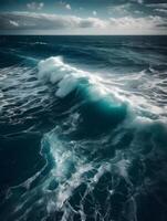 Visão ondas dentro a oceano através da zangão , generativo ai foto