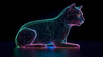 holográfico polígono 3d gato ilustração generativo ai foto