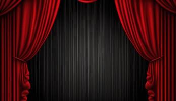 negrito e dramático vermelho teatro cortinas. generativo ai foto