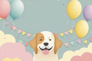 cartão para aniversário cachorro festa ou jardim cachorro piquenique. ivitation brincar foto