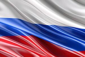branco, azul e vermelho fundo, acenando a nacional bandeira do Rússia, acenou uma altamente detalhado fechar-se. ai gerado foto