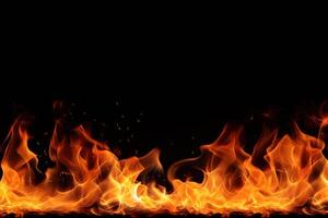 queimando fogo chama em Preto fundo com cópia de espaço. ai gerado foto