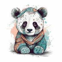 fofa aguarela bebê panda. ilustração ai generativo foto