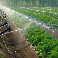 irrigação sistema dentro funcional rega do agrícola plantas ilustração ai generativo foto