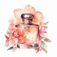 aguarela perfume com flores ilustração ai generativo foto