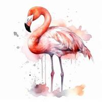 fofa aguarela flamingo. ilustração ai generativo foto