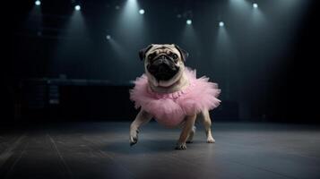 pug cachorro gostar balé dançarino. ilustração ai generativo foto