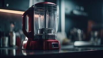 liquidificador dentro uma moderno brilhante cozinha, gerado ai imagem foto