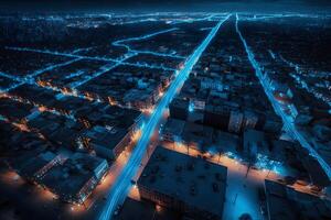 panorama noite cidade visualizar. neural rede ai gerado foto