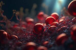 vermelho sangue células eritrócitos. neural rede ai gerado foto